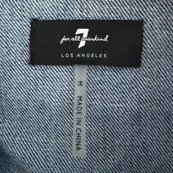 7 FOR ALL MANKIND Puff Sleeve Denim Jean Jacket - M - Picture 3 of 5